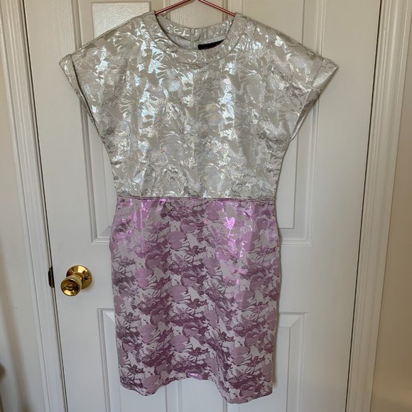 Boohoo Boutique Purple/Ivory Shiny One Piece Dress - Picture 4 of 6